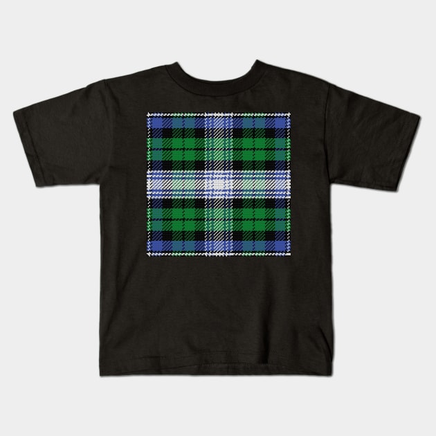 Scottish tartan Black Watch, black, white, blue, green Kids T-Shirt by kavalenkava